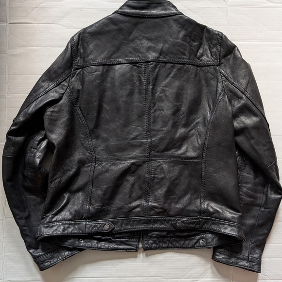 DKNY Moto Black Leather Biker Jacket Woman's XL - Picture 8 of 12